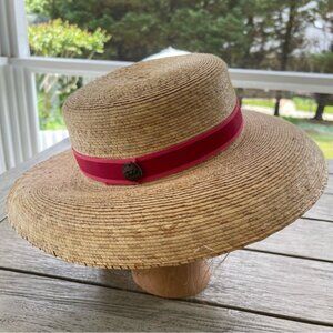 Tula Brook Straw Pink Red Band Wide Brimmed Hat